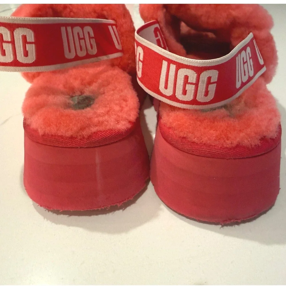 UGG Disco‎ Slide Pink Sheepskin Platform Slingback Sandals Womens Size 8 Shoes